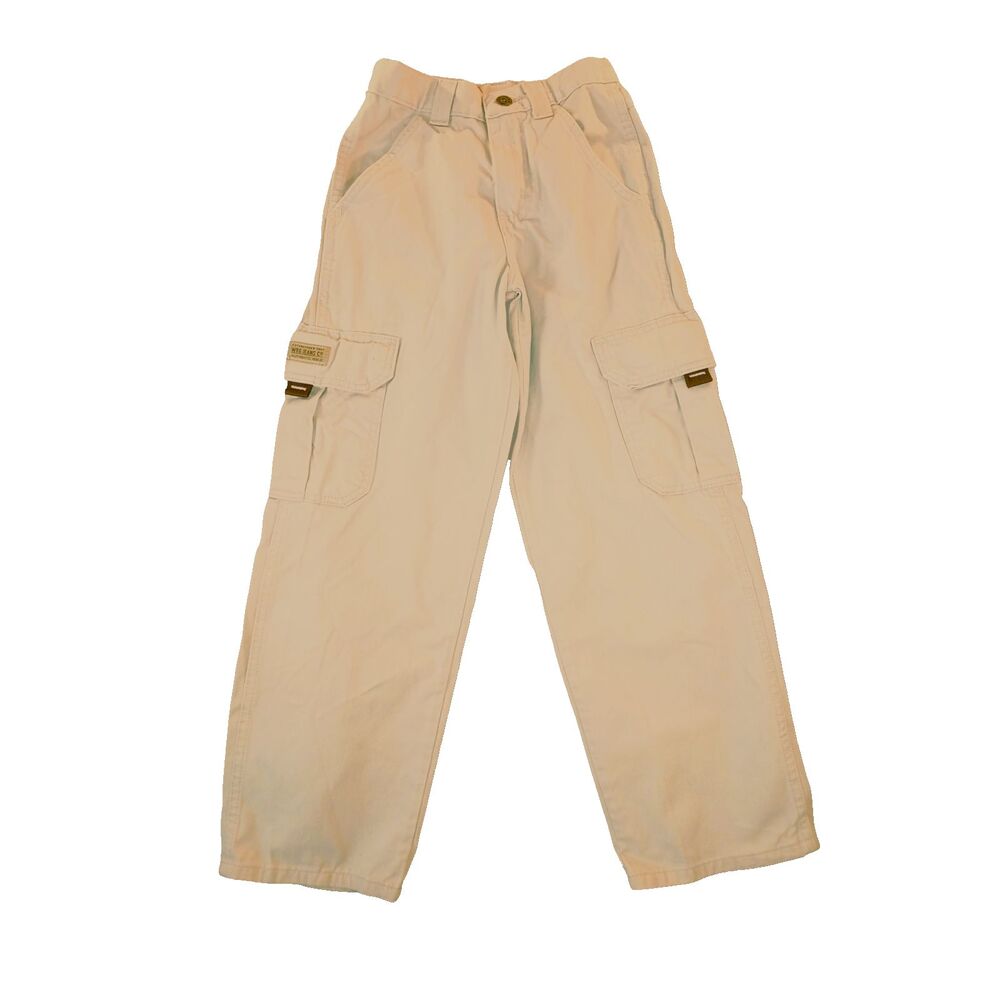 Wrangler Boys' Rugged Cargo Khaki Pants 100% Cotton Utility Pockets Size 10